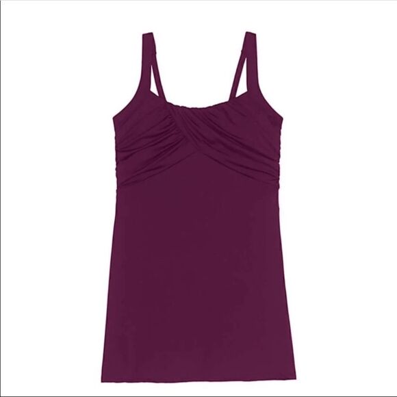 Land’s End Standard size swim Tankini Top long dress underwire Eggplant 10 DDD - Picture 6 of 16